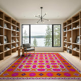 Multi-color and Patterns Vibrant Orange Pink Floral Persian Area Rug