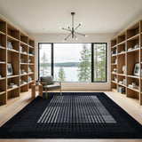Modern Black White Grid Geometric Area Rug