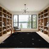 Geometric Modern Starry Night Black White Area Rug