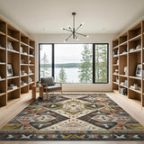 Southwestern Geometric Area Rug in Grey Multi Tones