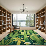 Starry Green Cactus Desert Area Rug