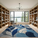 Blue Teal Abstract Leaf Area Rug