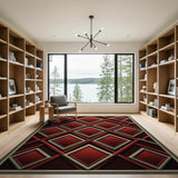 Bold Red Diamond Lattice Area Rug