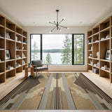 Tan Brown Geometric Striped Woven Area Rug