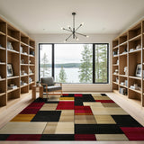 Geometric Modern Multi-color and Patterns Bold Geometric Multi-Color Block Area Rug