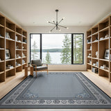 Elegant Blue-Grey Persian Border Area Rug