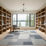 Modern Grey Geometric Block Rug