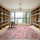 Pink Whimsical Pink Floral Vintage Area Rug