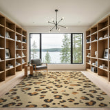 Beige Leopard Print Flatweave Area Rug