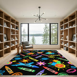 Multi-color and Patterns Vibrant Crayon Scribble Kids Area Rug