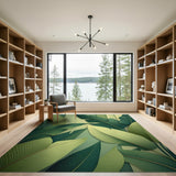 Layered Green Banana Leaf Area Rug
