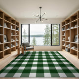 Green White Checkered Rustic Farmhouse Rug