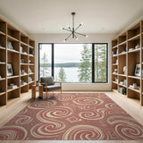 Red Swirl Abstract Red Area Rug