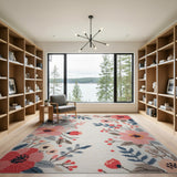 Floral Vintage Pink Blush Pink Peony Floral Area Rug