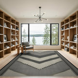 Grey Zigzag Geometric Woven Area Rug
