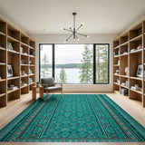 Teal Persian Intricate Motif Area Rug