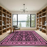 Floral Vintage Pink Heart Floral Vintage Area Rug