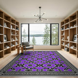 Purple Black Geometric Heritage Tribal Rug