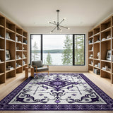 Purple Ornate Purple Floral Medallion Area Rug