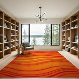 Vibrant Orange Wavy Abstract Abstract Area Area Rug