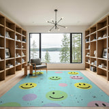 Playful Smiley Faces Multi-Color Area Rug