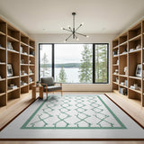 Blue and Teal Geometric Modern Teal Geometric Lattice Area Rug