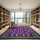 Purple Fleur-de-Lis Multi-Color Area Rug