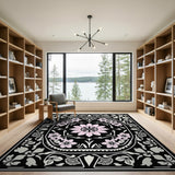 Pink Blossom Floral Medallion Area Rug