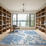 Blue Peony Floral Area Rug