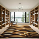 Cascading Waves Brown Tan Abstract Area Rug