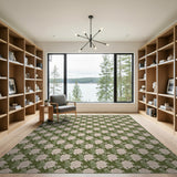 Sage Green Abstract Fish Geometric Area Rug