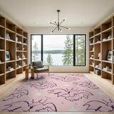 Whimsical Pink Bats and Stars Area Rug