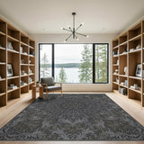 Grey Persian Floral Mandala Area Rug