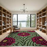 Pink Peony Gold Center Floral Vintage Rug
