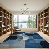 Abstract Blue Geometric Overlapping Shapes Rug