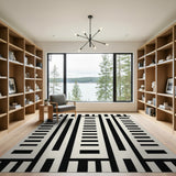 Black and White Bold Stripe Bold Black White Geometric Stripe Area Rug