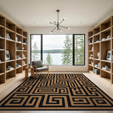 Tan Greek Key Maze Area Rug