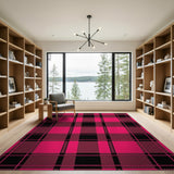 Bold Pink Black Plaid Area Rug
