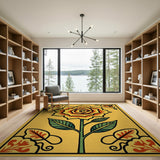 Vintage Sunflower Floral Area Rug