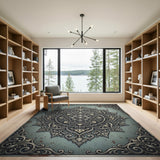 Traditional Persian Ornate Teal Mandala Area Rug