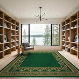 Ornate Green Gold Border Persian Rug