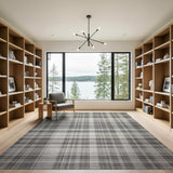 Grey Grey Plaid Woven Area Rug