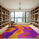 Abstract Area Multi-color and Patterns Vibrant Wavy Multi-Color Abstract Area Rug