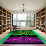 Fractal Tree of Life Area Rug - Neon Green Pink