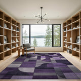 Geometric Modern Purple Gray Geometric Abstract Area Rug