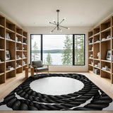 Twisted Black Rope Coil Area Rug