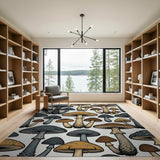 Boho Chic Whimsical Mushroom Forage Area Rug