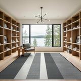 Bold Geometric Modern Bold Black White Vertical Stripe Area Rug