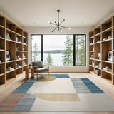 Geometric Modern Teal Gold Geometric Abstract Area Rug