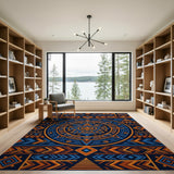 Aztec Sun Stone Heritage Tribal Rug